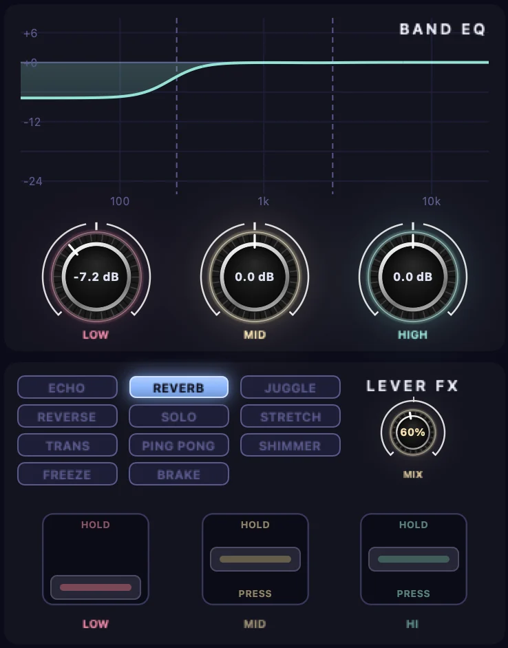 The EQ and lever FX set for the techno rumble
